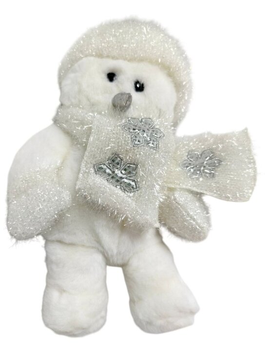 Dan Dee Other - Dan Dee White Snowman Plush 15" Silver Hat Scarf Snowflake Winter Holiday Gift
